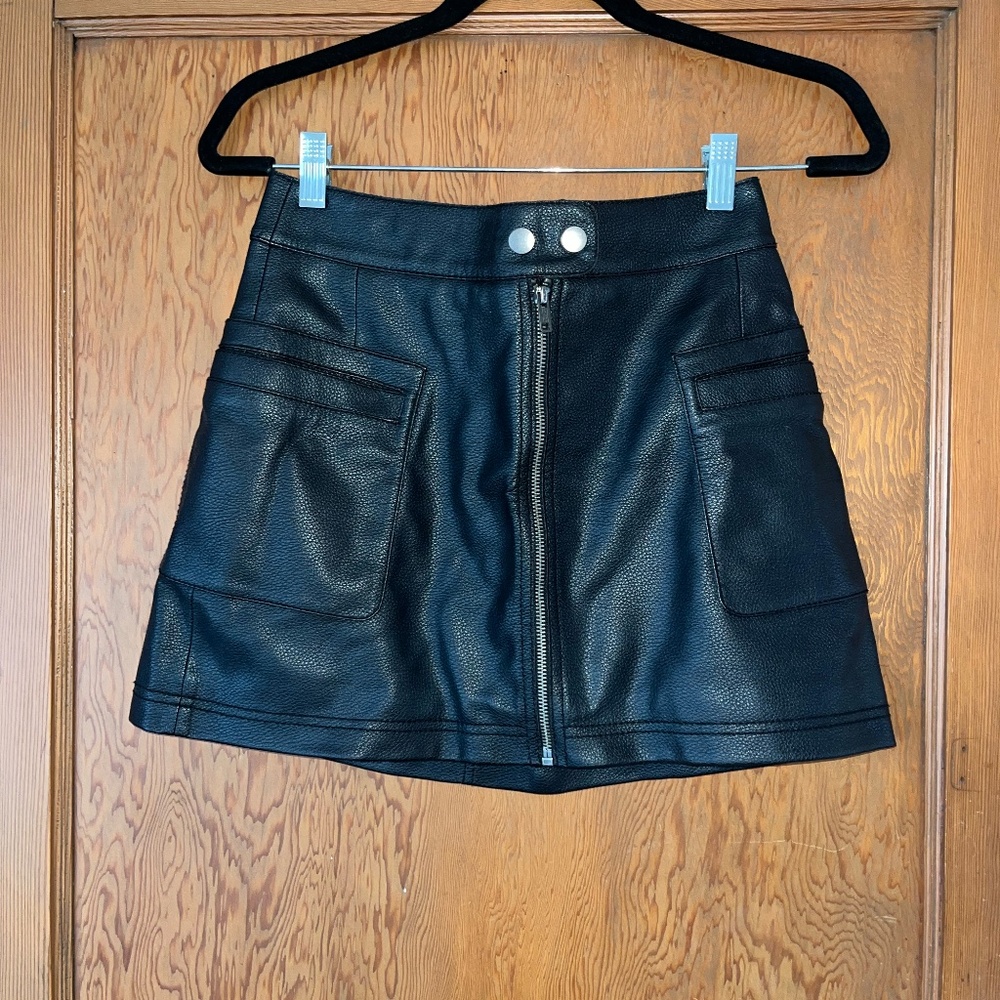 Free people black leather skirt